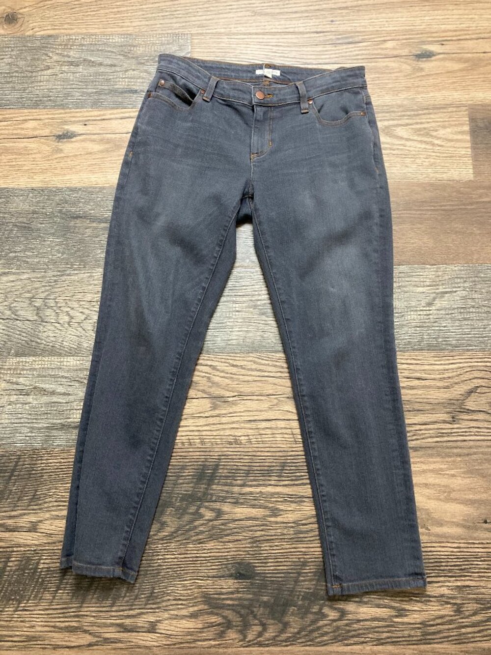 Eileen Fisher Women’s Gray Skinny Jeans Size 6 P Organic Cotton Stretch 27” Ins